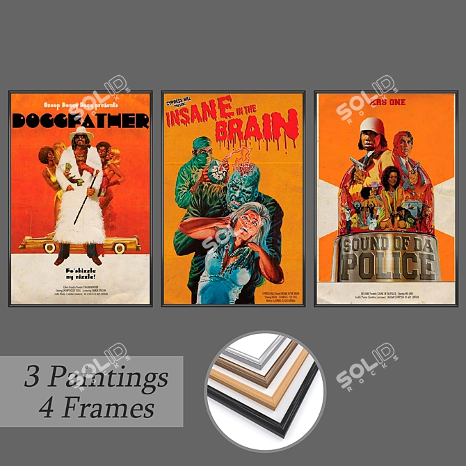 Versatile Wall Art Set - 3 Paintings, 4 Frame Options 3D model image 1