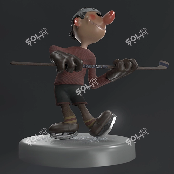 Vintage Hockey Player Figurine 3D model image 1