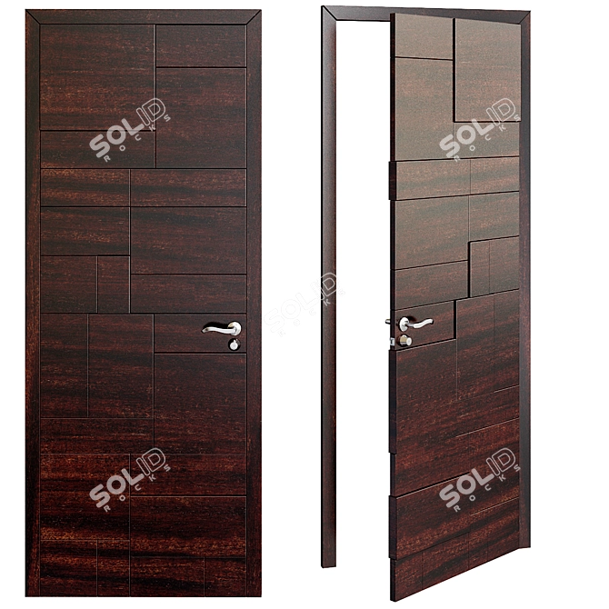 Elegant Wooden Flush Doors 3D model image 1