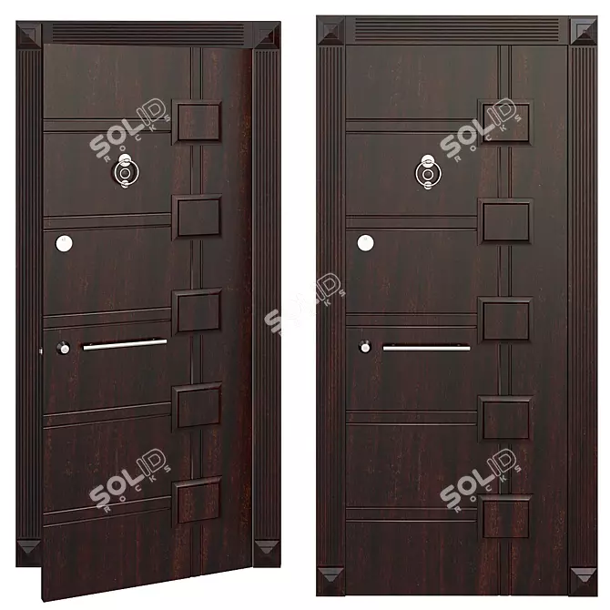 Rustic Wood Entry Door 3D model image 1