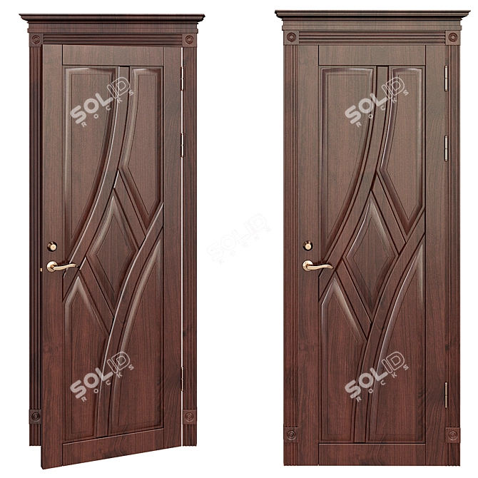 Elegant Alder Wood Interior Door 3D model image 1