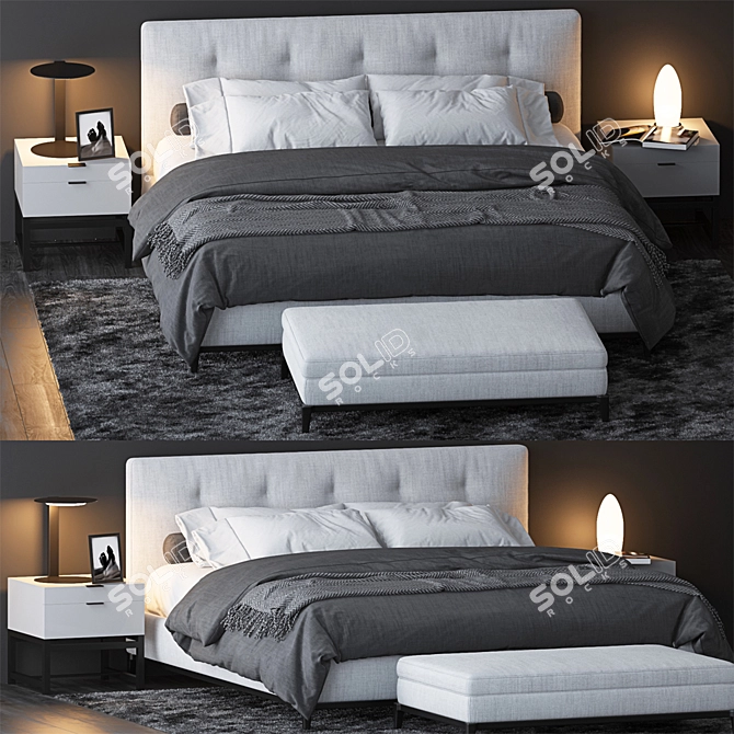 Minotti Andersen Bed Set 3D model image 1