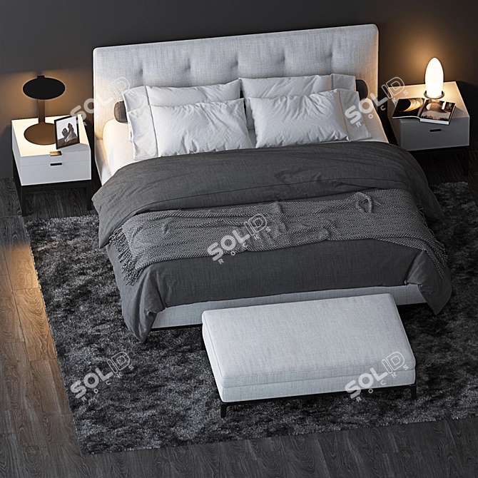 Minotti Andersen Bed Set 3D model image 2