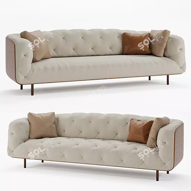 Luxurious Overseas Collection Velvet Sofa 3D model image 1