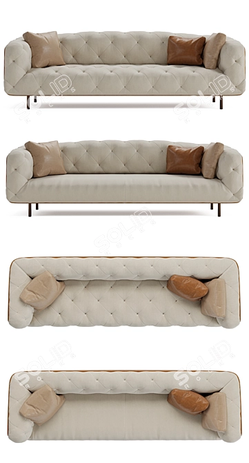 Luxurious Overseas Collection Velvet Sofa 3D model image 2