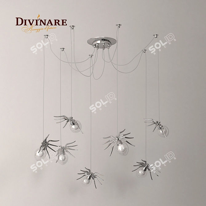 Divinare Ragno 1308Q02 PL-7: Elegant Chrome Pendant Light with 7 G9 Bulbs 3D model image 2