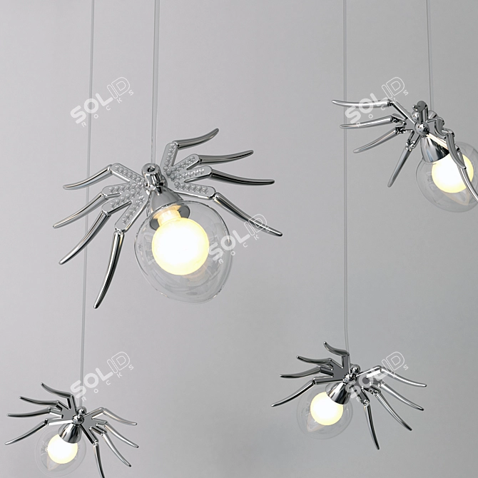 Divinare Ragno 1308Q02 PL-7: Elegant Chrome Pendant Light with 7 G9 Bulbs 3D model image 3