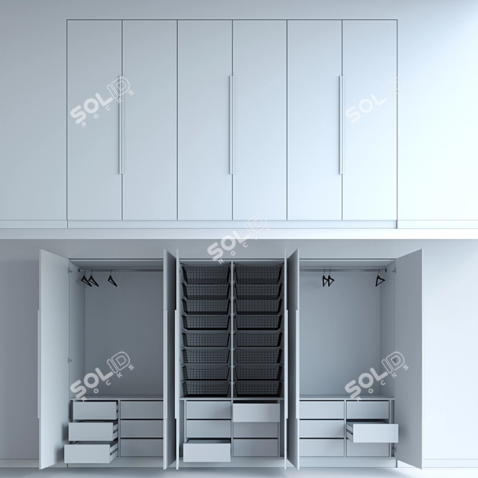 Contemporary Wardrobe: Open & Closed Doors 3D model image 2