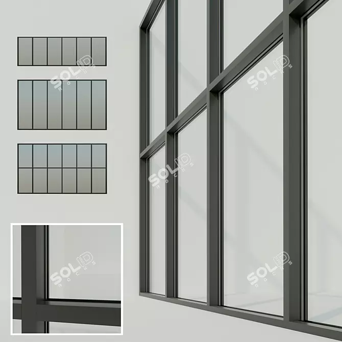 Panoramic Stained Glass Window: Elegant Glazing Solution 3D model image 1