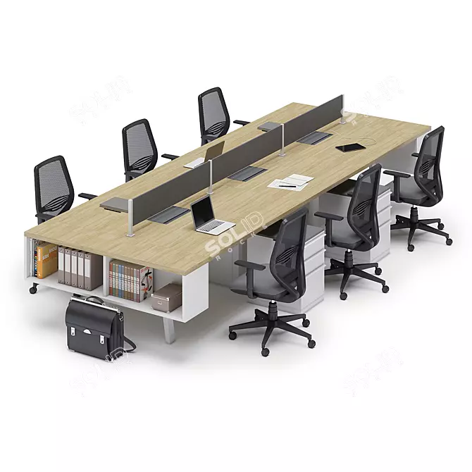 Sleek Four-Sided Polygon Office Workspace 3D model image 1