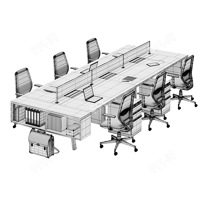 Sleek Four-Sided Polygon Office Workspace 3D model image 3