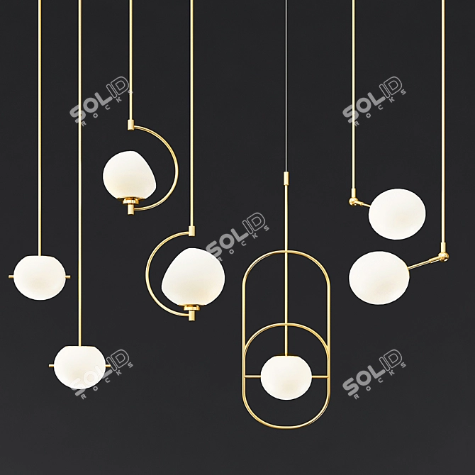 Modern Pendant Light Set_21 Stylish Spheres 3D model image 1