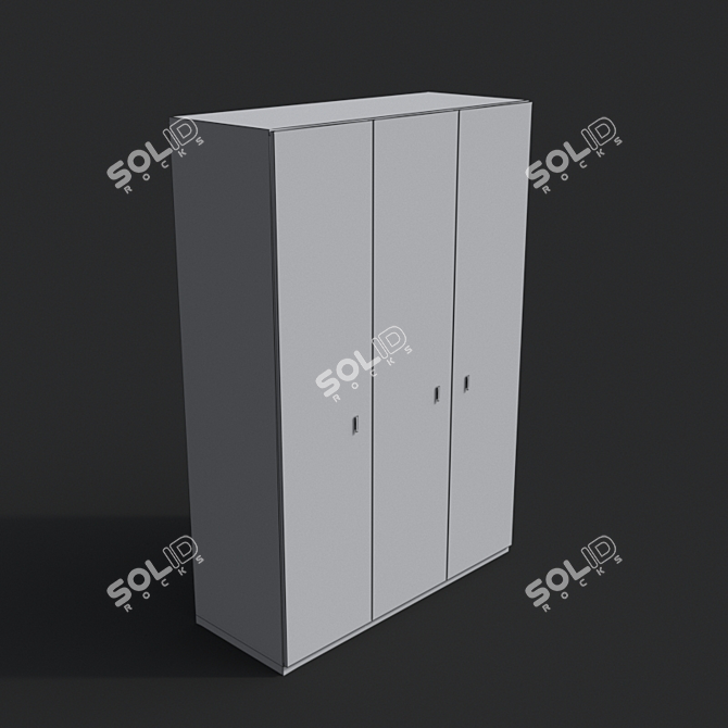 Modern 3-Door MDF Wardrobe 3D model image 2