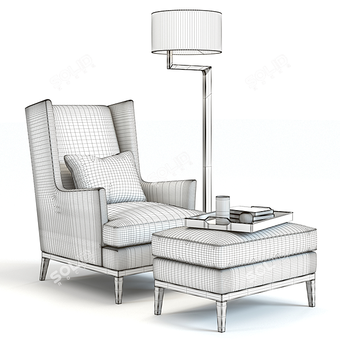 Sleek Blake Armchair Set 3D model image 2