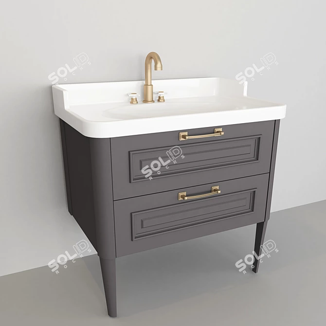 Dual Drawer Washbasin 3D model image 1