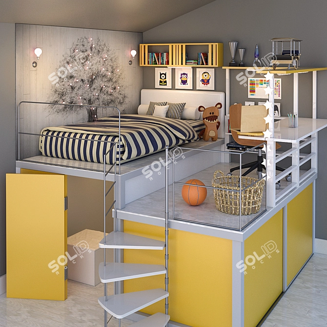 JC Children Bedroom Set | Full Furniture for Kids 3D model image 1