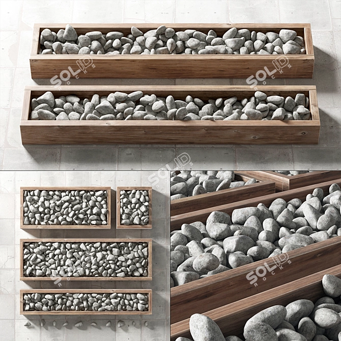 Premium White Pebbles: Boxed Elegance 3D model image 1