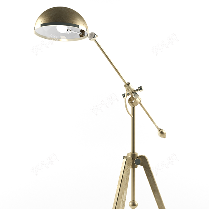 Vintage Brass Tripod Floor Lamp 3D model image 2