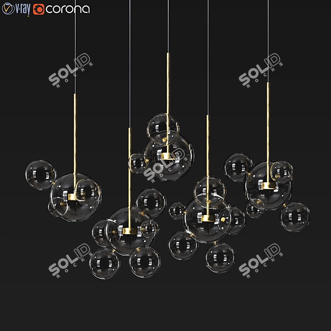 Modern Brass Zigzag Chandelier 3D model image 1