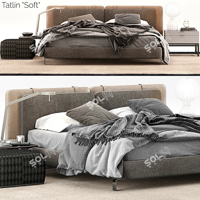 Elegant Minotti Tatlin Soft Bed 3D model image 1