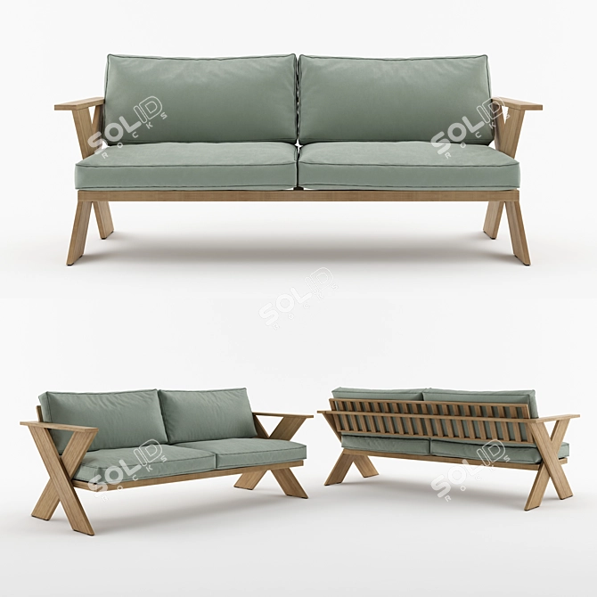 Outdoor Comfort Zone: 3 Seater Sofa 3D model image 1