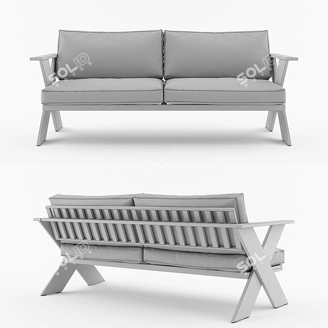 Outdoor Comfort Zone: 3 Seater Sofa 3D model image 2