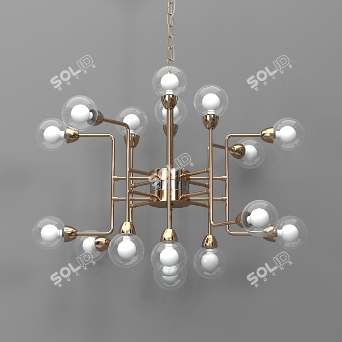 Divinare Dallas 3360Q15: Antique Brass Chandelier 3D model image 2