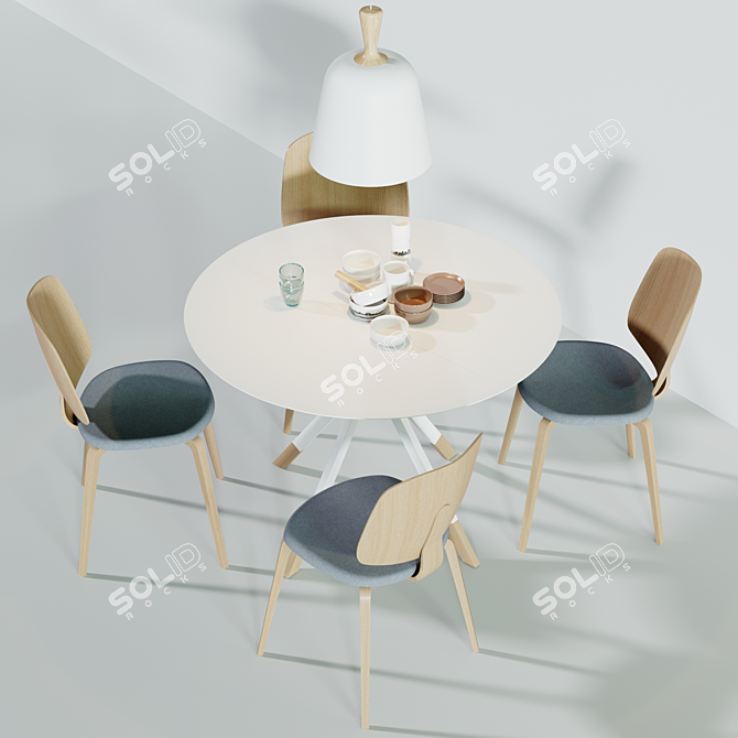 Modern Danish Design Set: Aarhus Chair, Billund Table 3D model image 2