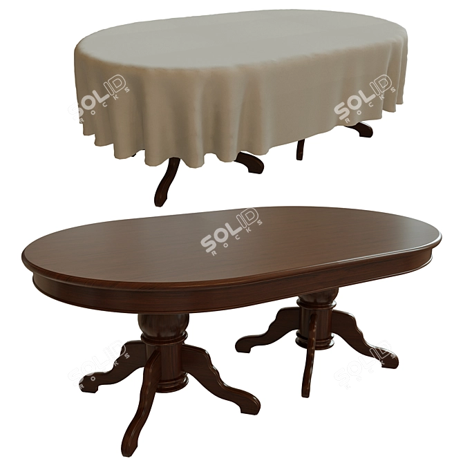 Modern Wood Dining Table 3D model image 1