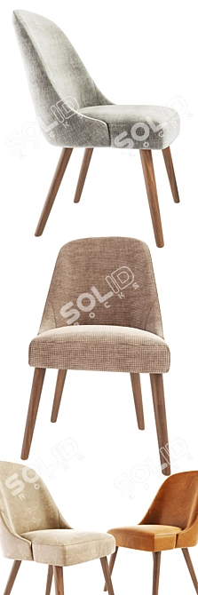 Sleek Mid-Century Leather Dining Chair 3D model image 2