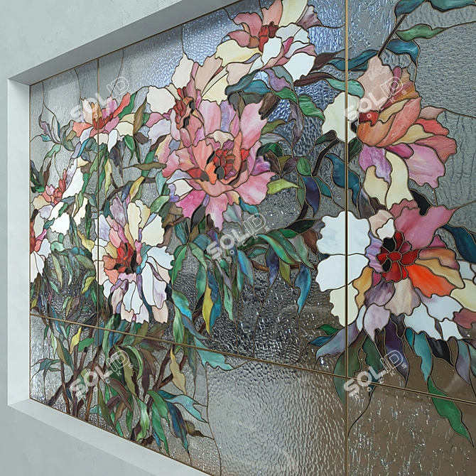 Ethereal Blooms: Stained Glass Peonies 3D model image 2