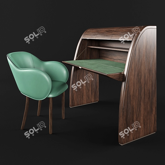 Elegant Lea Chair & Camus Desk Set 3D model image 1