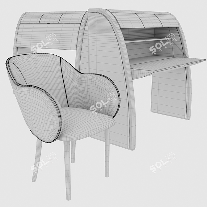 Elegant Lea Chair & Camus Desk Set 3D model image 3