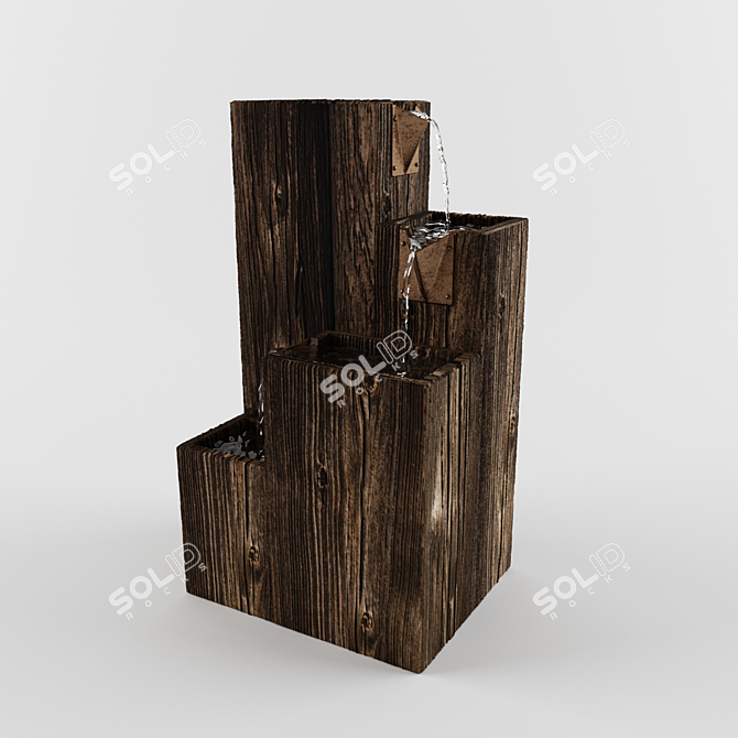 Vintage Wooden Fountain 3D model image 1