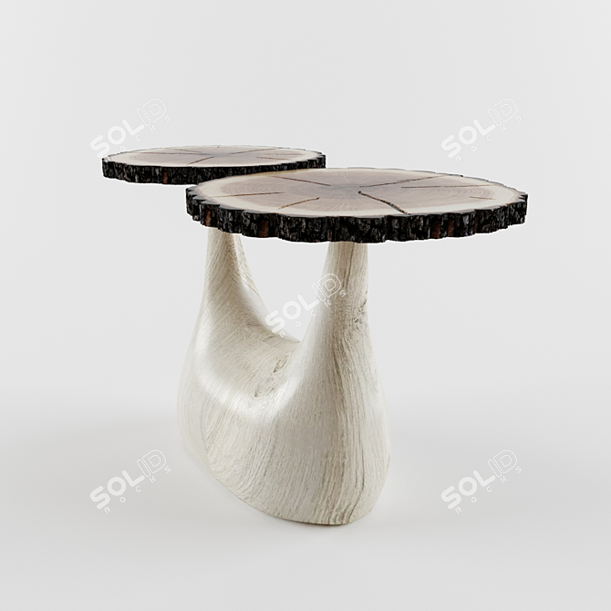 Natural Oak Wood Coffee Table 3D model image 1