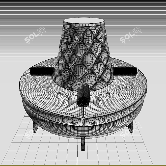 Classic Designer Circle Banquette Sofa 3D model image 3