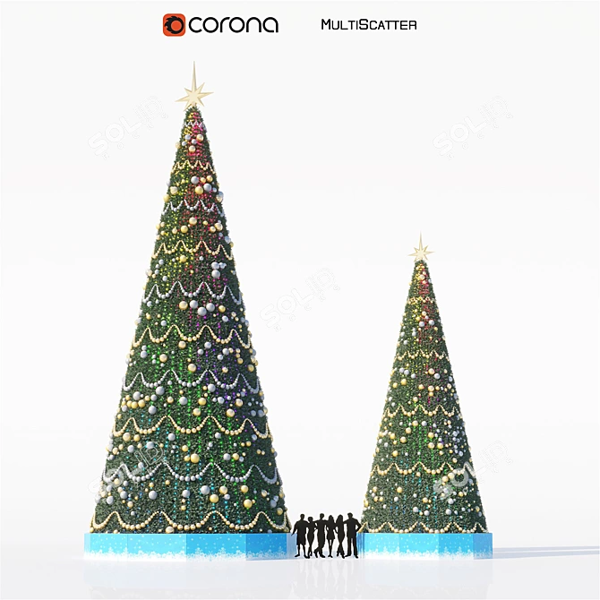 Urban Christmas Trees: 14m & 22m 3D model image 1