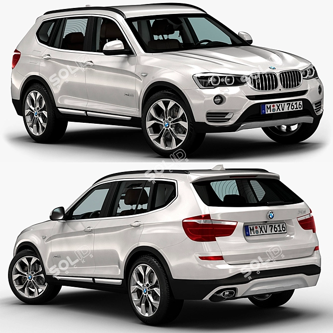 Detailed BMW X3 3D Model 3D model image 1