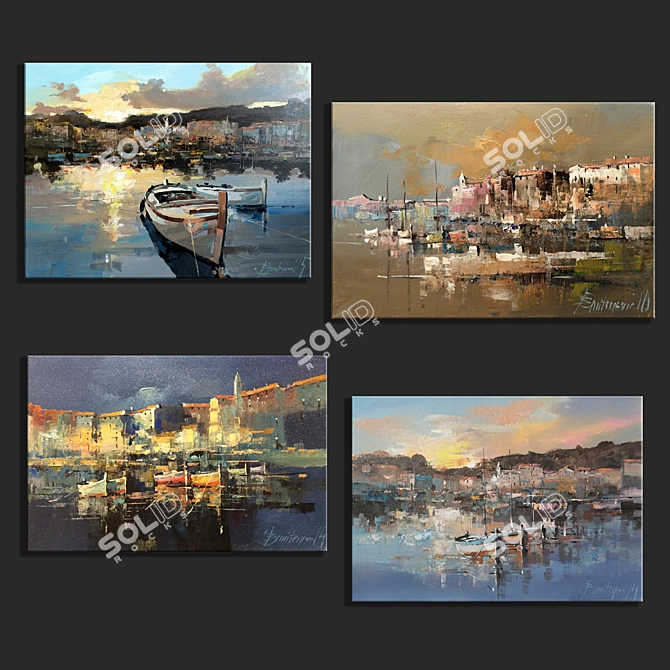 Abstract Art Paintings Set 3D model image 1