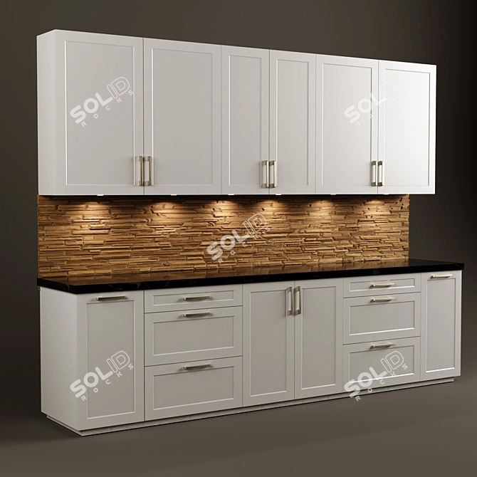 Elegant Classic Kitchen Cabin 3D model image 1