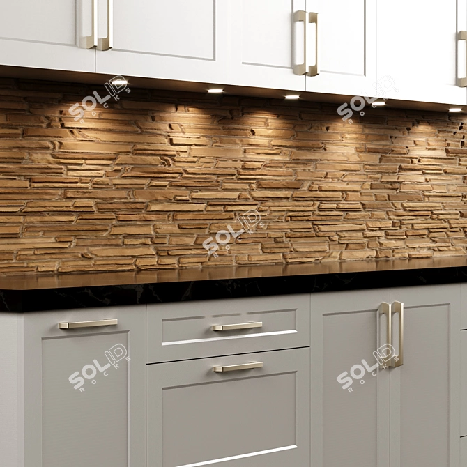 Elegant Classic Kitchen Cabin 3D model image 2