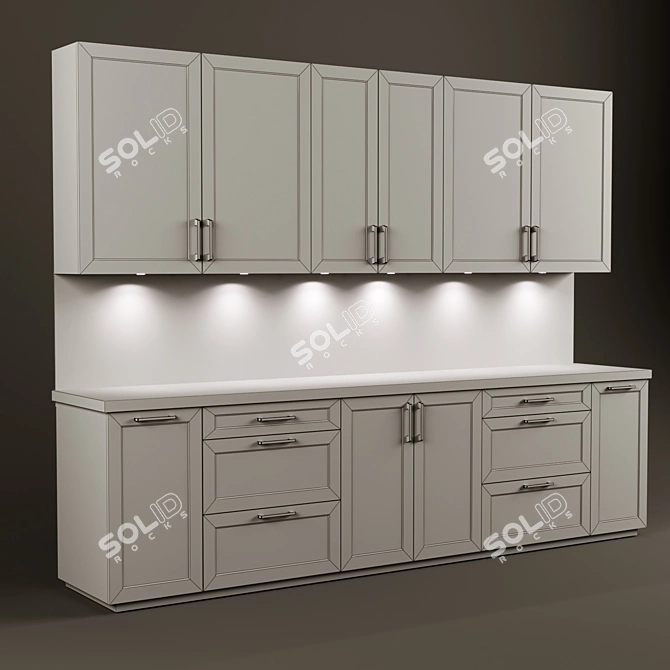 Elegant Classic Kitchen Cabin 3D model image 3