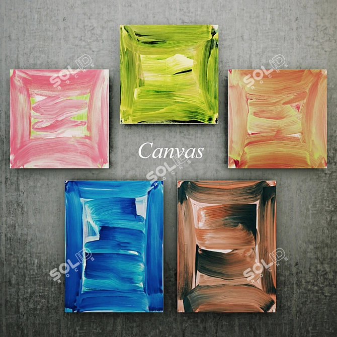 Abstract Canvas Paintings 3D model image 1