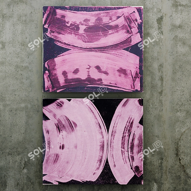 Abstract Ribs: Unique Collection of 16 Paintings 3D model image 3