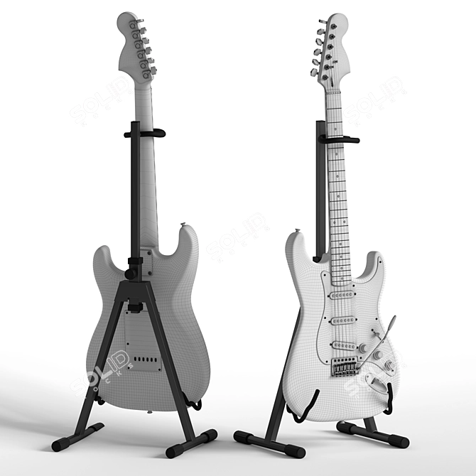 Squier Stratocaster Electric Guitar 3D model image 4