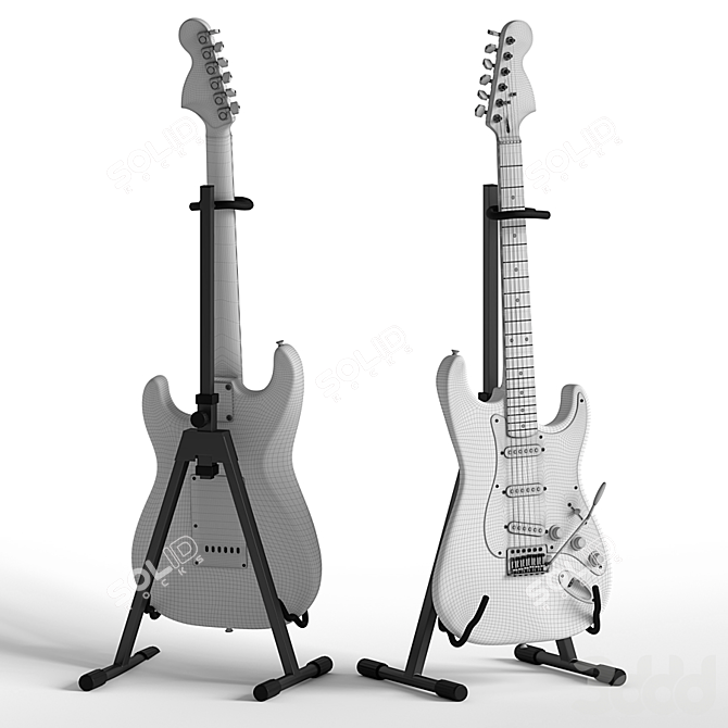 Squier Stratocaster Electric Guitar 3D model image 9