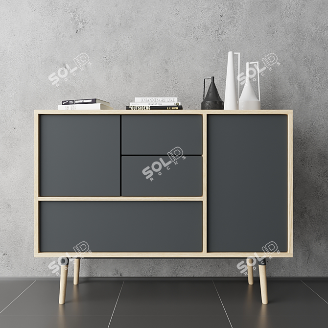 Modern Milton Highboard: Stylish & Functional 3D model image 1