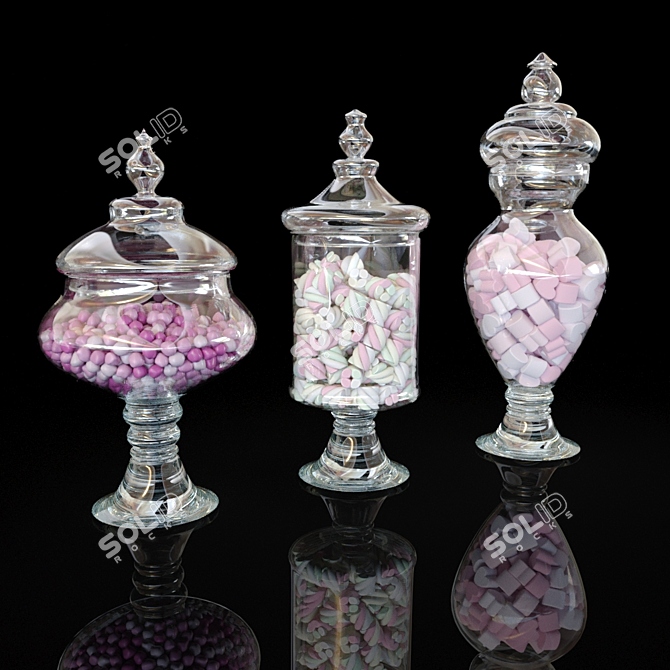 Sweet Delights: Glass Candy Jars 3D model image 1