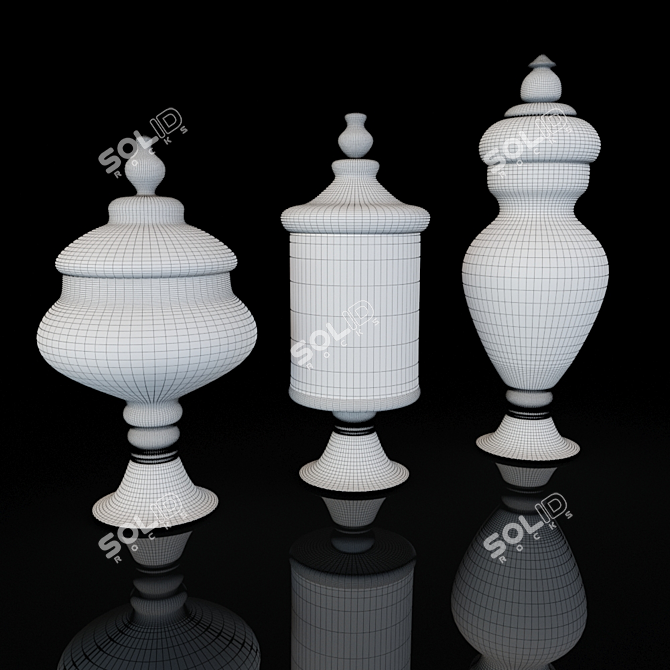 Sweet Delights: Glass Candy Jars 3D model image 2