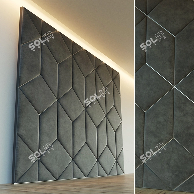 Decorative Soft Metal-Trimmed Wall 3D model image 1